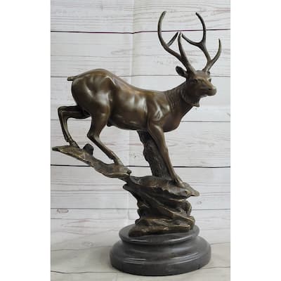 Bronze Marble Statue Elk Stag Buck Deer Lodge Decor Art Sculpture Statue Gift