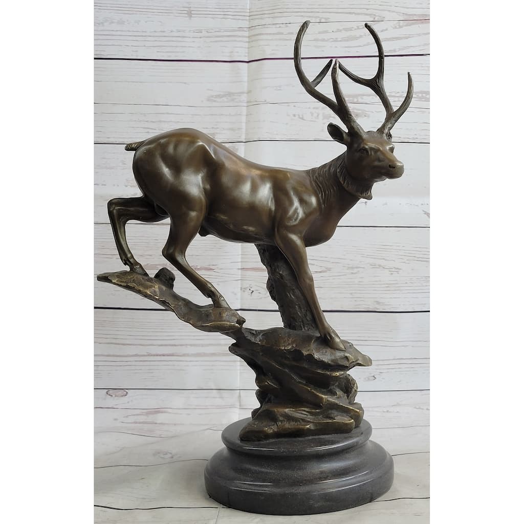 Bronze Marble Statue Elk Stag Buck Deer Lodge Decor Art Sculpture Statue Gift