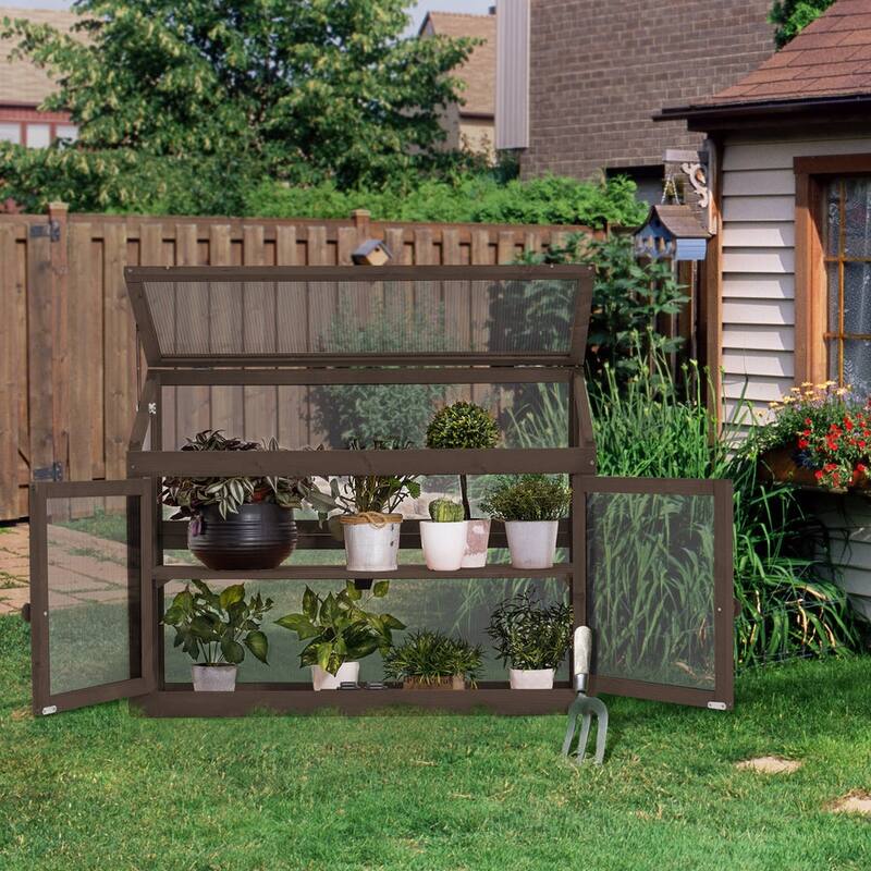 MCombo 2-Tier Cold Frame Greenhouse, Solid Wood 0160