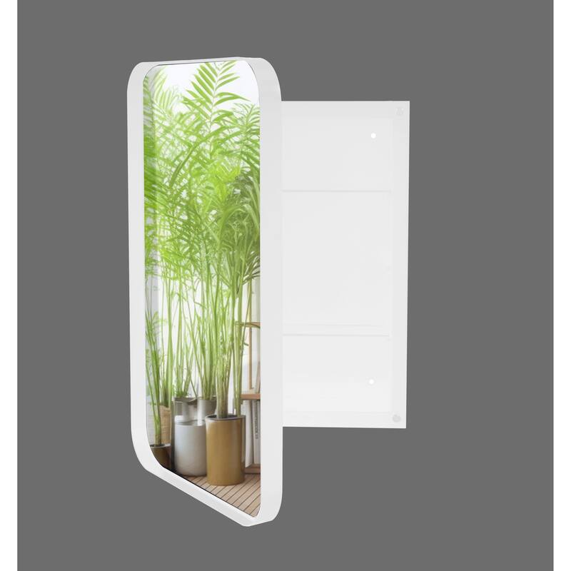 16x24 Inch Recessed Metal Framed Medicine Cabinet with Mirror and Adjustable Shelves Black Wall Mirror with Storage