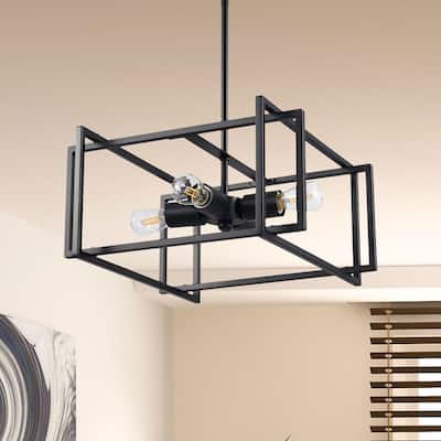 CO-Z Square Semi Flush Mount Light Fixture with Geometric Frame