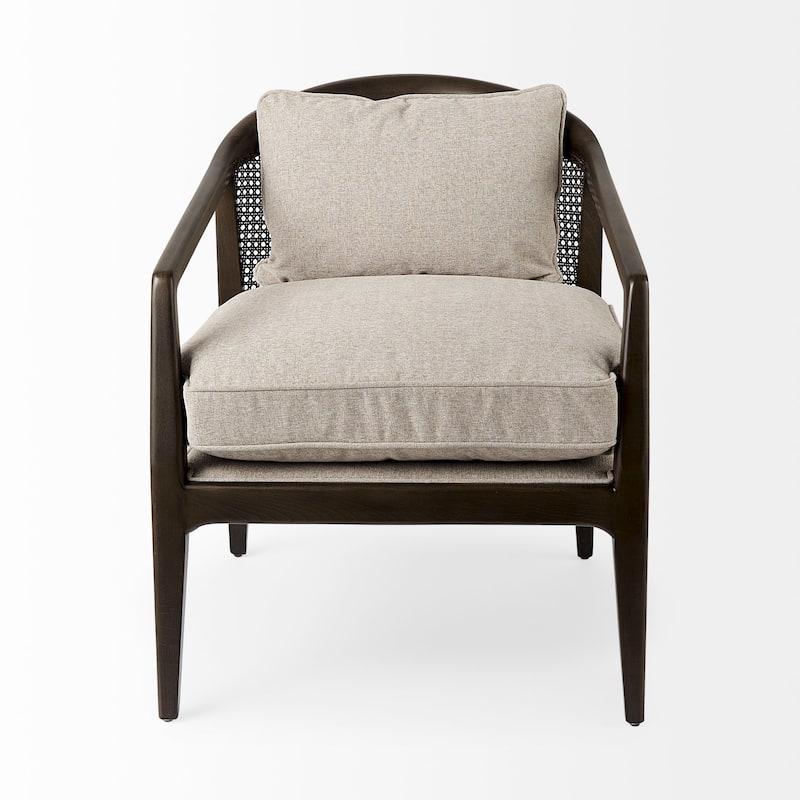 Landon Wood and Fabric w/Cane Accent Chair