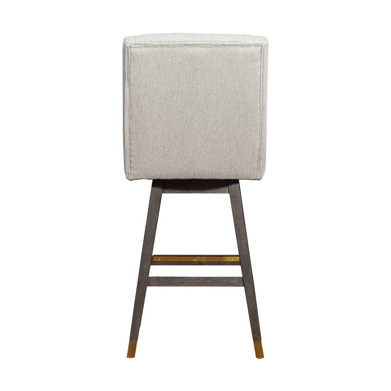 Stancoste Wingback Swivel Bar or Counter Stool with Wood Legs