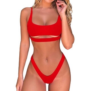 red cut out bikini
