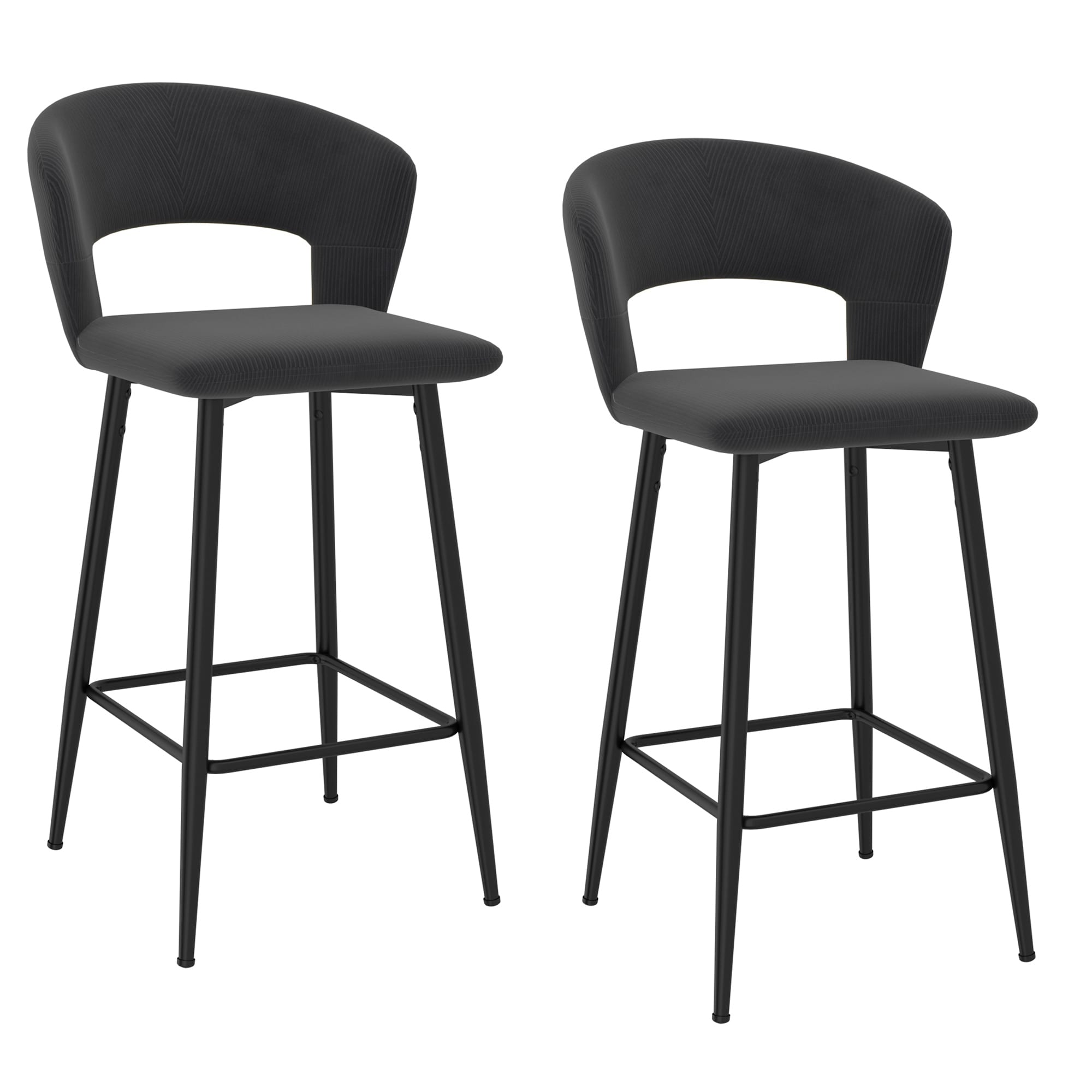 Set of 2 Modern Velvet 26'' Counter Stool