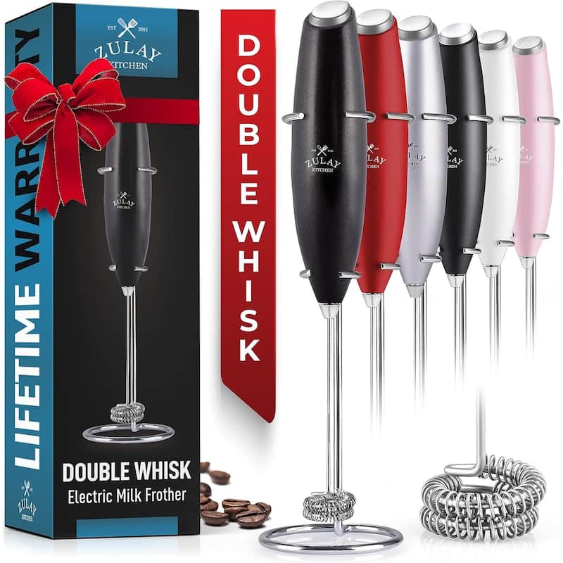 Zulay Kitchen Double Whisk Milk Frother Handheld Mixer