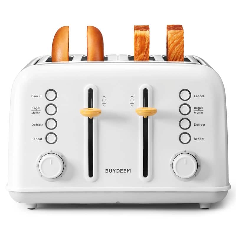 BUYDEEM 4-Slice Stainless Steel Toaster with Extra Wide Slots,7-Shade Settings