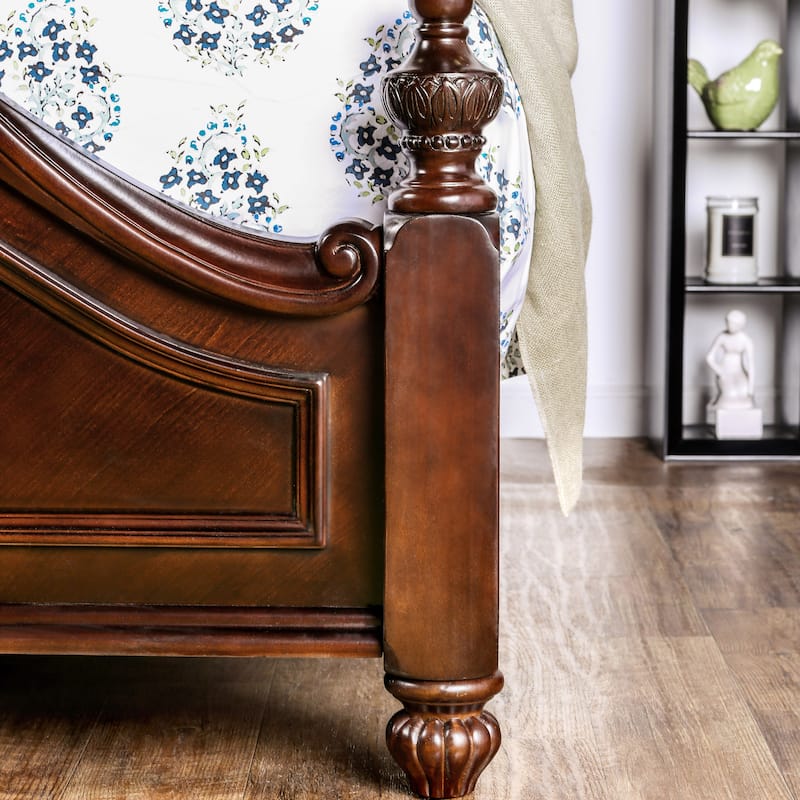 Furniture of America Diva Cherry Solid Wood Four Poster Bed