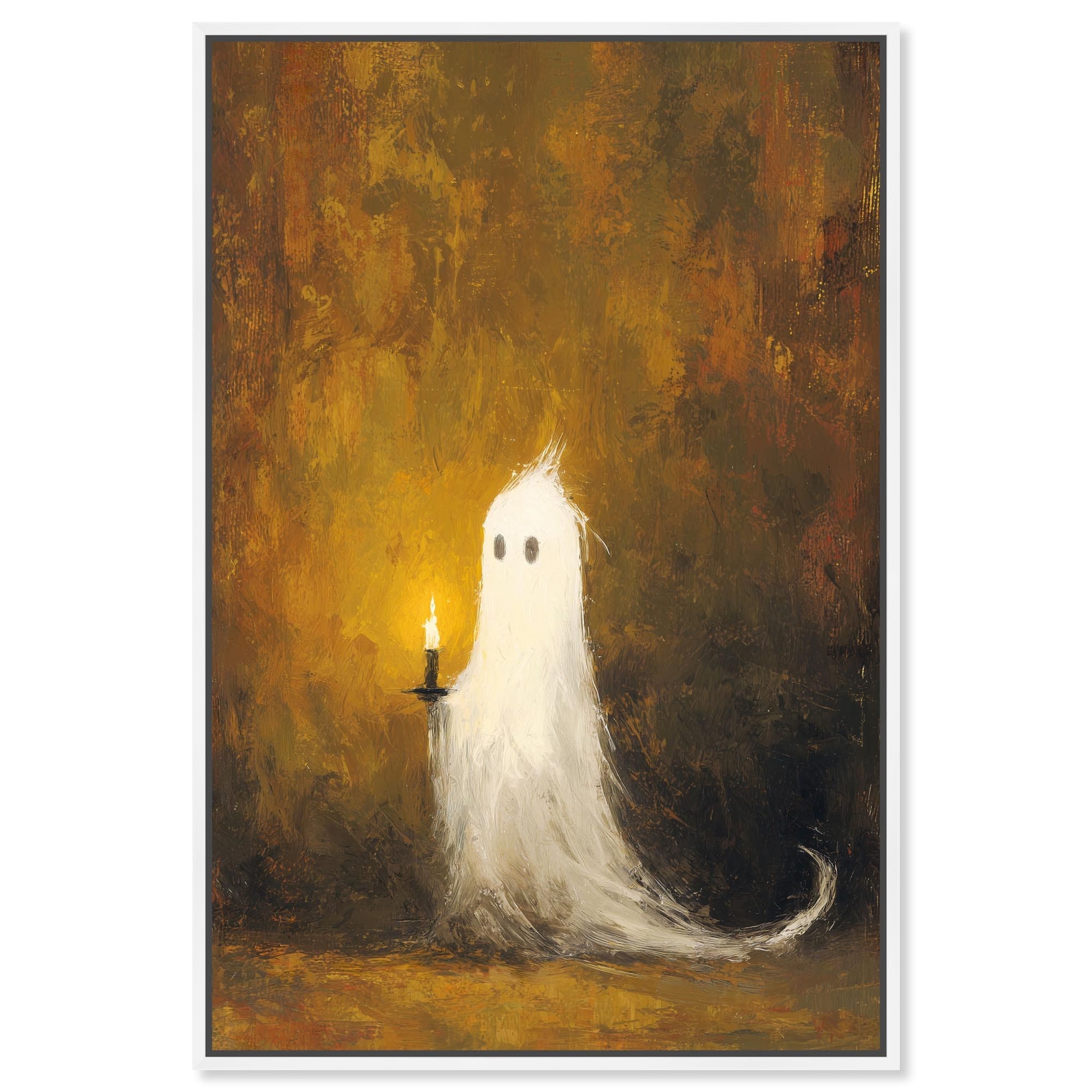 Candle Ghost Halloween Art Decor Canvas Print by Art Remedy