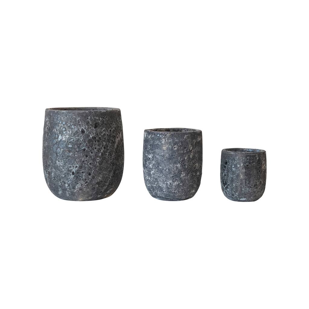 Textured Terra-cotta Planters, Set of 3