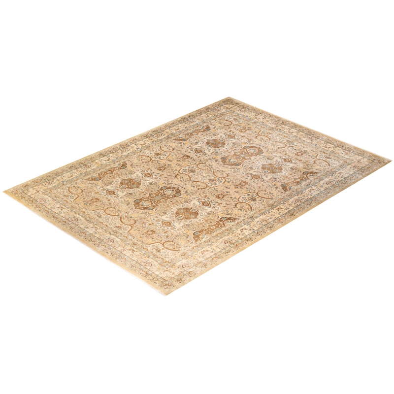 Overton Hand Knotted Wool Vintage Inspired Traditional Mogul Yellow Area Rug - 10' 3" x 14' 1"