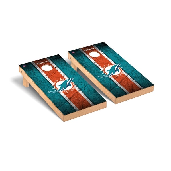slide 2 of 5, Miami Dolphins NFL Football Vintage Cornhole Board Set 2