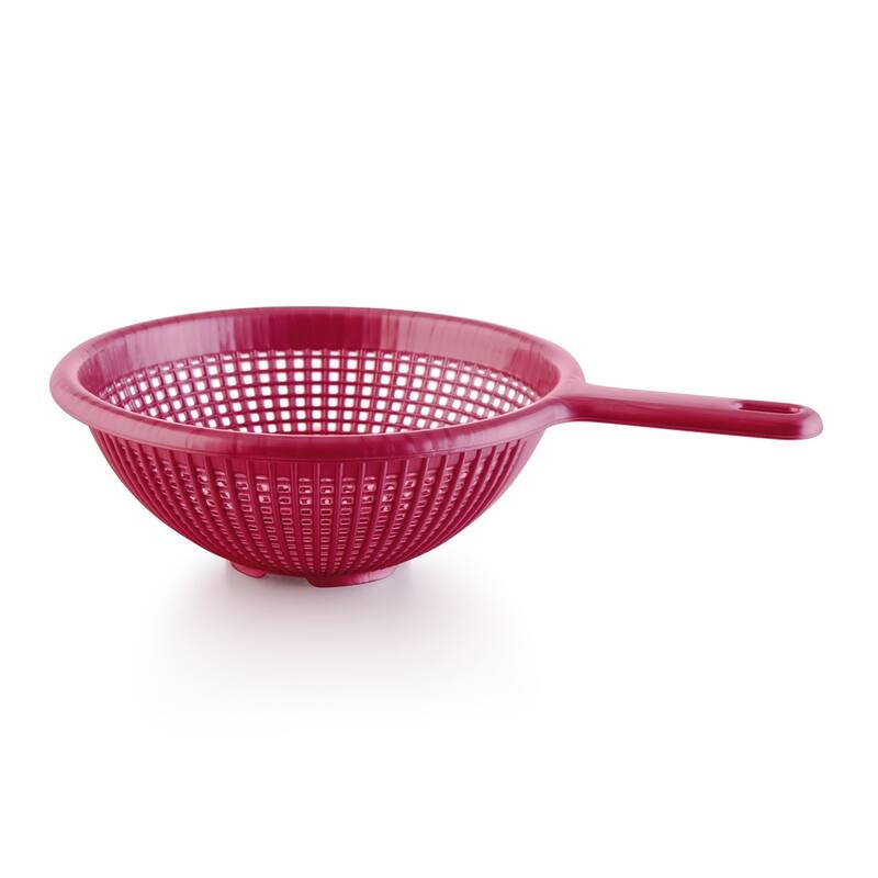 YBM Home 8.5 Inch Deep Plastic Colander With Long Handle for Pasta - Red