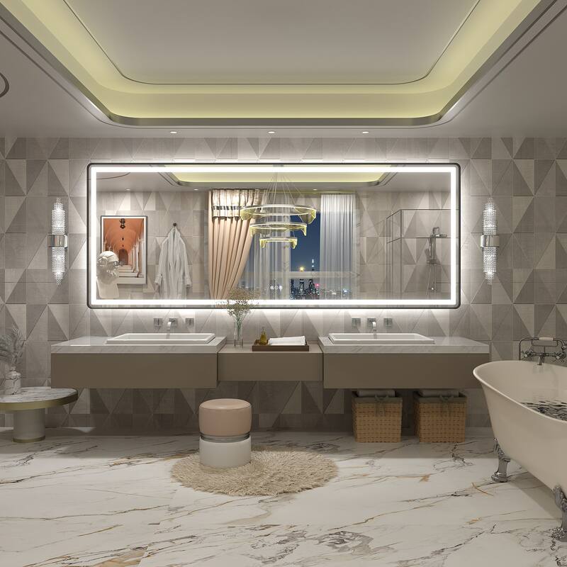 UL Certified Black Metal Framed LED Front Light and Backlit Anti-Fog Wall Bathroom/ Vanity Mirror