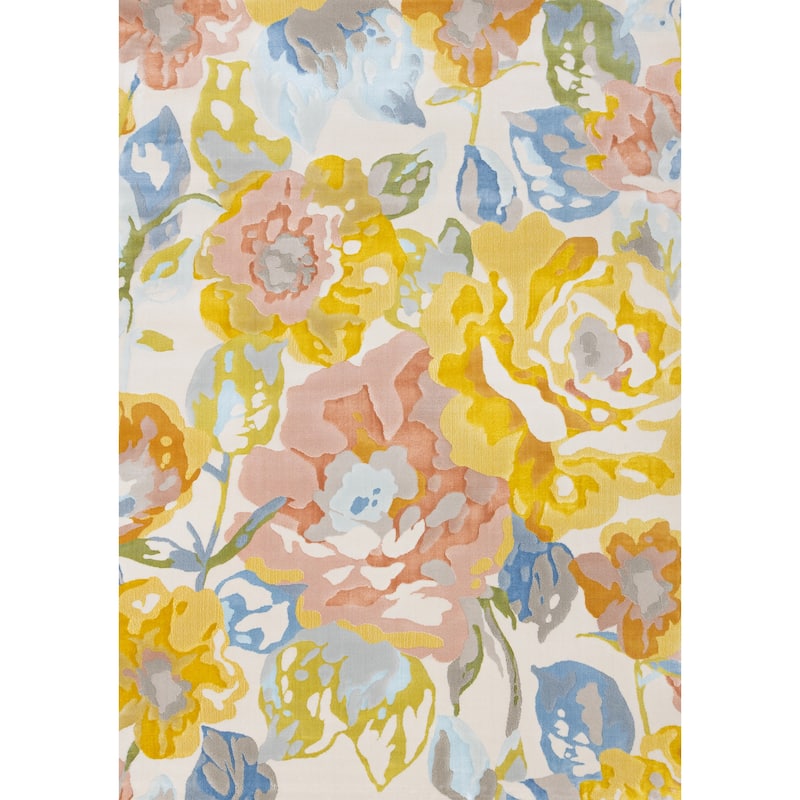 Bloom Collection - Colorful Spring Flowers Area Rug, 5'3" x 7'7"