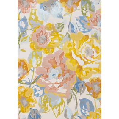 Bloom Collection - Colorful Spring Flowers Area Rug, 5'3" x 7'7"
