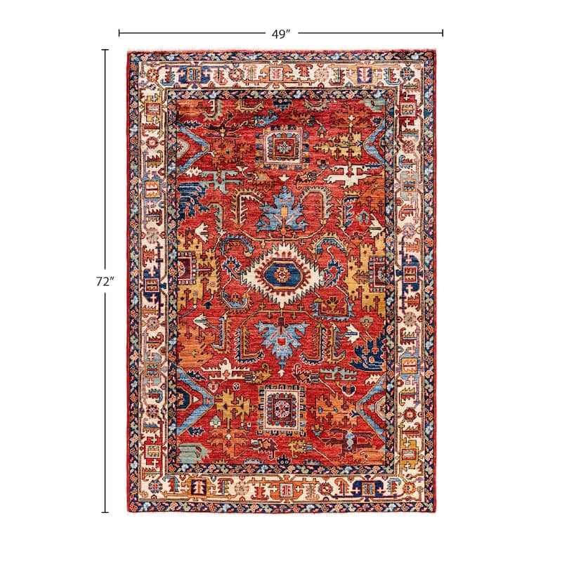 Serapi One-of-a-Kind Hand-Knotted Area Rug - Red - 4' 1" x 6' 0"