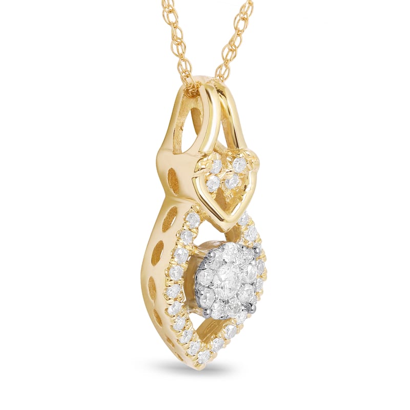 1/6ct TDW Diamond Teardrop Pendant Necklace in 10k Gold for Women