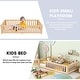 preview thumbnail 12 of 106, Twin/Full/Queen Size Floor Bed with Safety Guardrails for Kids, Wood Montessori Bedframe w/ Door, Children's Noiseless Beds