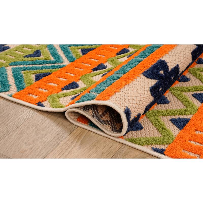 World Rug Gallery Contemporary Geometric Bohemian Indoor/Outdoor Area Rug