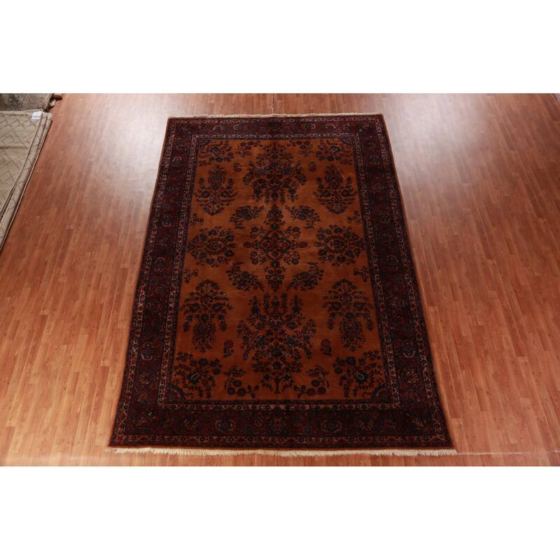 Orange Floral Sparta Turkish Area Rug Hand-Knotted Wool Carpet - 8'10"x 12'10"
