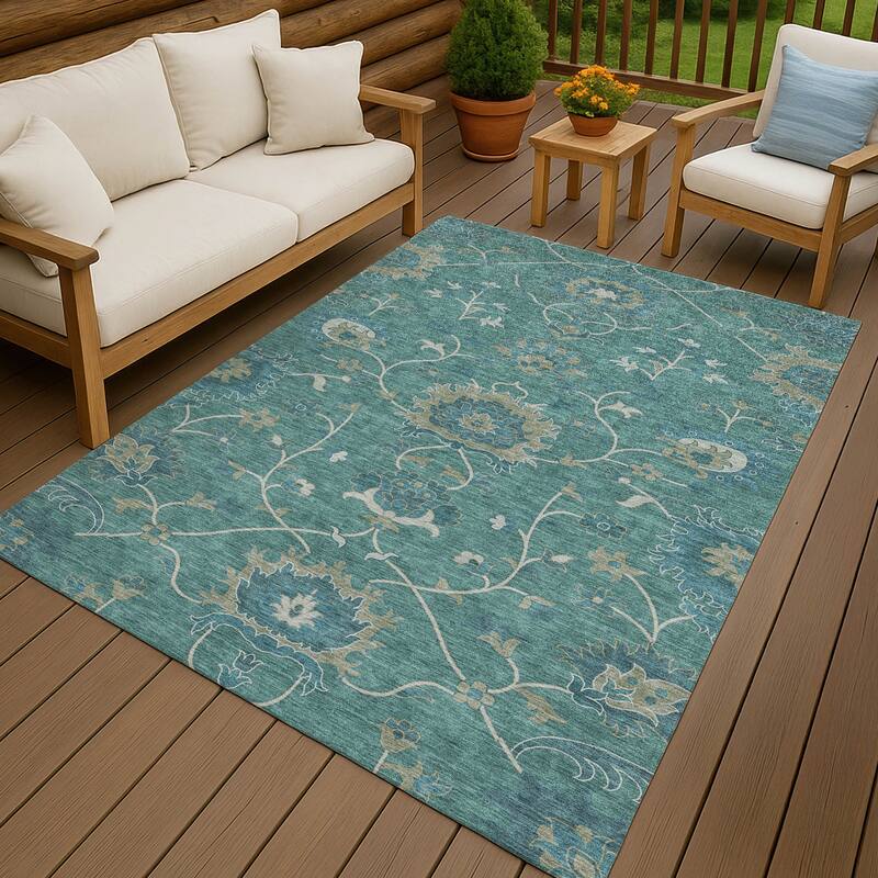Machine Washable Indoor/ Outdoor Traditional Luna Chantille Rug