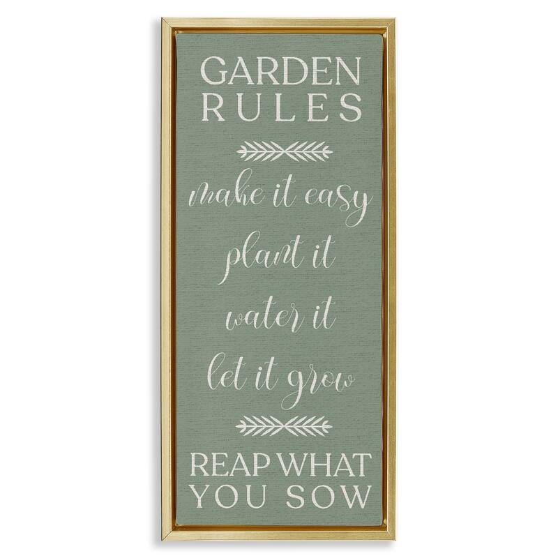 Stupell Reap What You Sow Gardening Framed Floater Canvas Wall Art Design By Lil' Rue - 15 x 31 - Gold