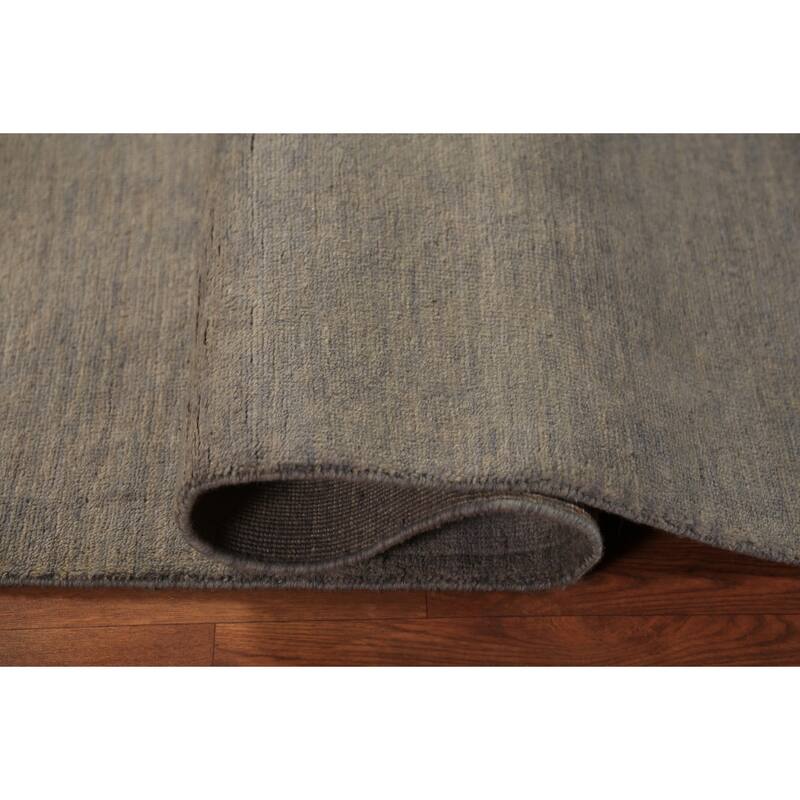 Modern Gabbeh Runner Rug Handmade Grey Wool Carpet - 2'8" x 9'6"