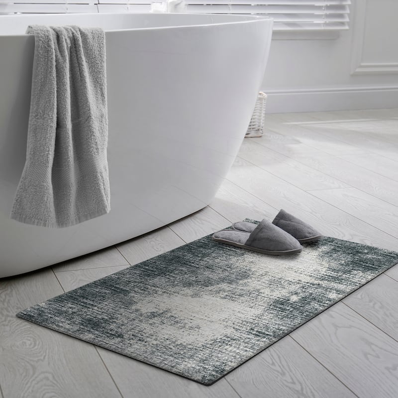 Indoor/Outdoor Rylee Modern Bordered Washable Rug - 1'8" x 2'6" - Black