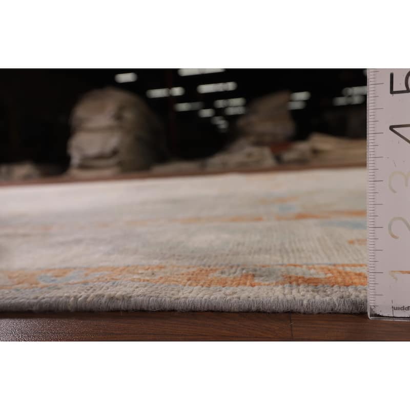 Blue Oushak Turkish Area Rug Handmade Vegetable Dye Wool Carpet - 6'1" x 11'6"
