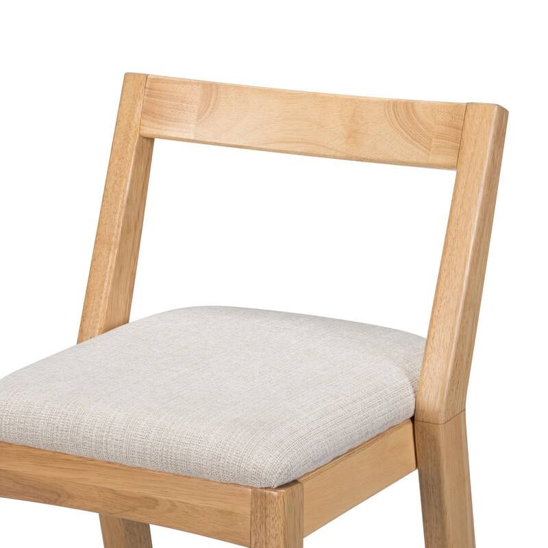 Jasper Indoor Rubberwood Bar Stools with Beige Upholstery and Dark Brown Finish, Set of 2