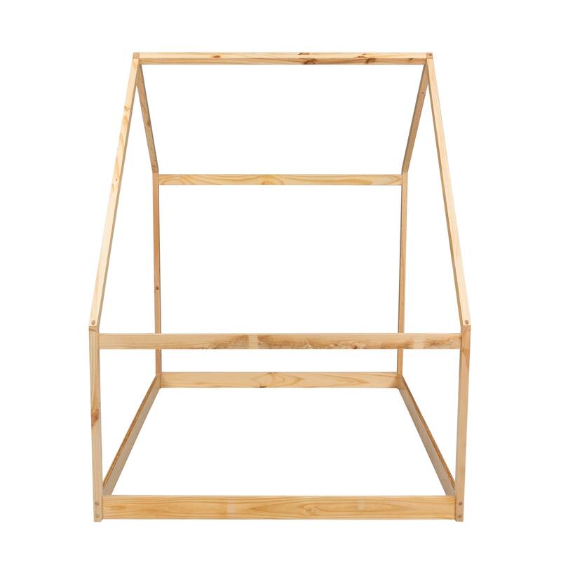 Solid Wood House Bed with Roof for Kids, Boys and Girls, Bedroom