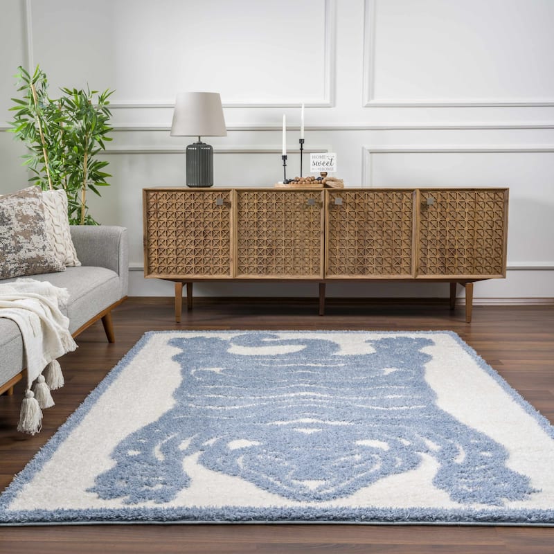 Tilos Tiger Pattern Shag Area Rug
