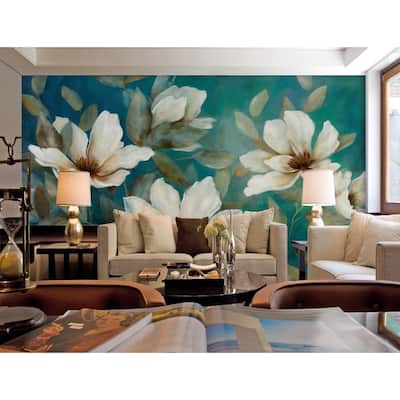 GK Wall Design Watercolor White Blossom Vintage Flower Wallpaper