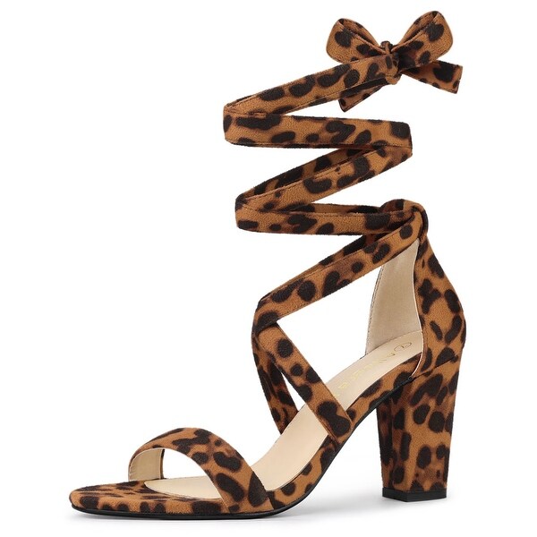 Allegra K Women's Crisscross Lace Up Mid Block Heels Sandals. Opens flyout.
