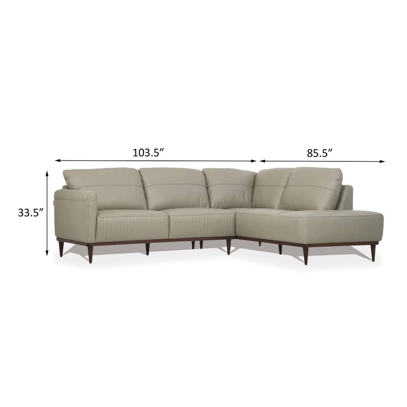 Klayton Airy Green Right Facing Leather Sectional with L Shape