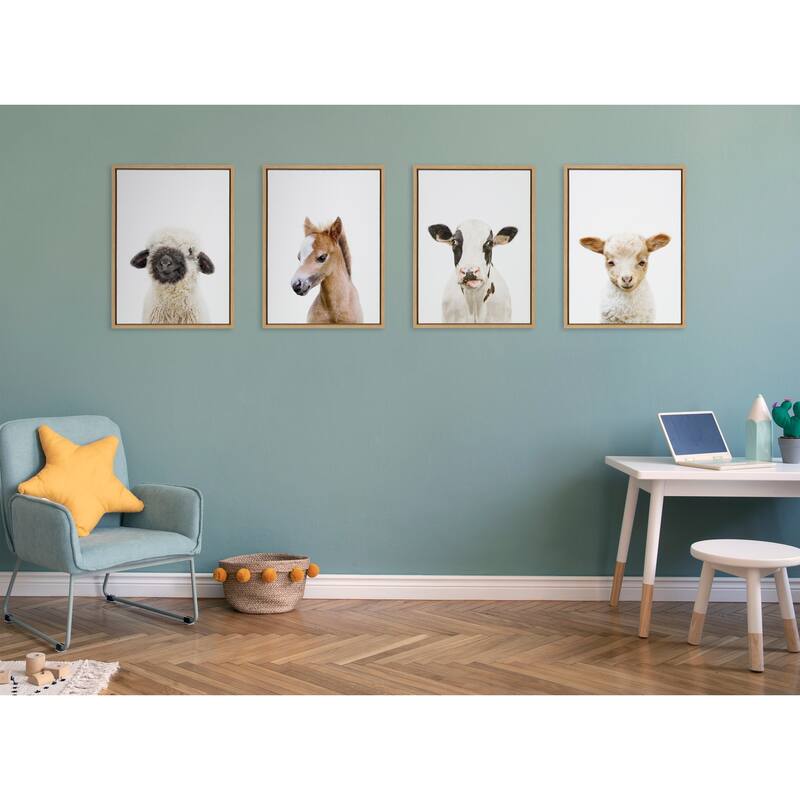 Kate and Laurel Sylvie Animal Studio Black Nosed Sheep Framed Canvas by Amy Peterson Art Studio