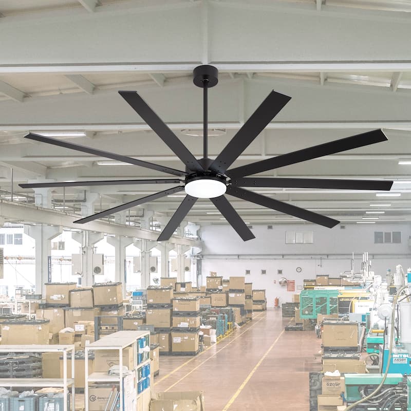Large 84"/72" Reversible 10-Blade Integrated Ceiling Fan with LED Light Kit and Remote