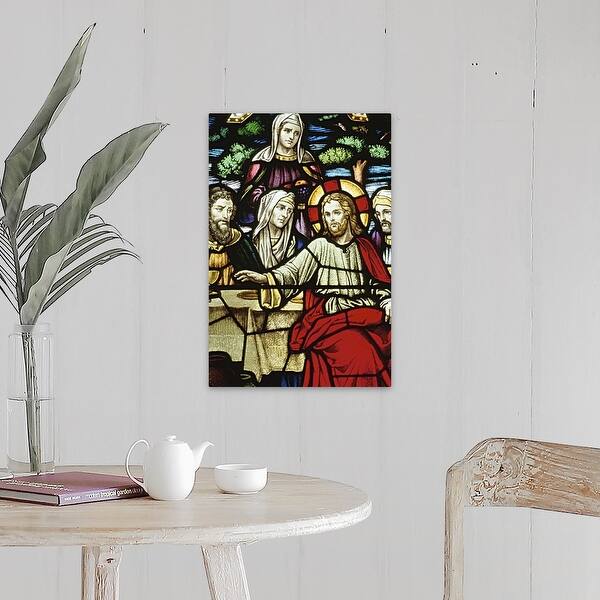 Shop Stained Glass Painting Of Last Supper Canvas Wall Art