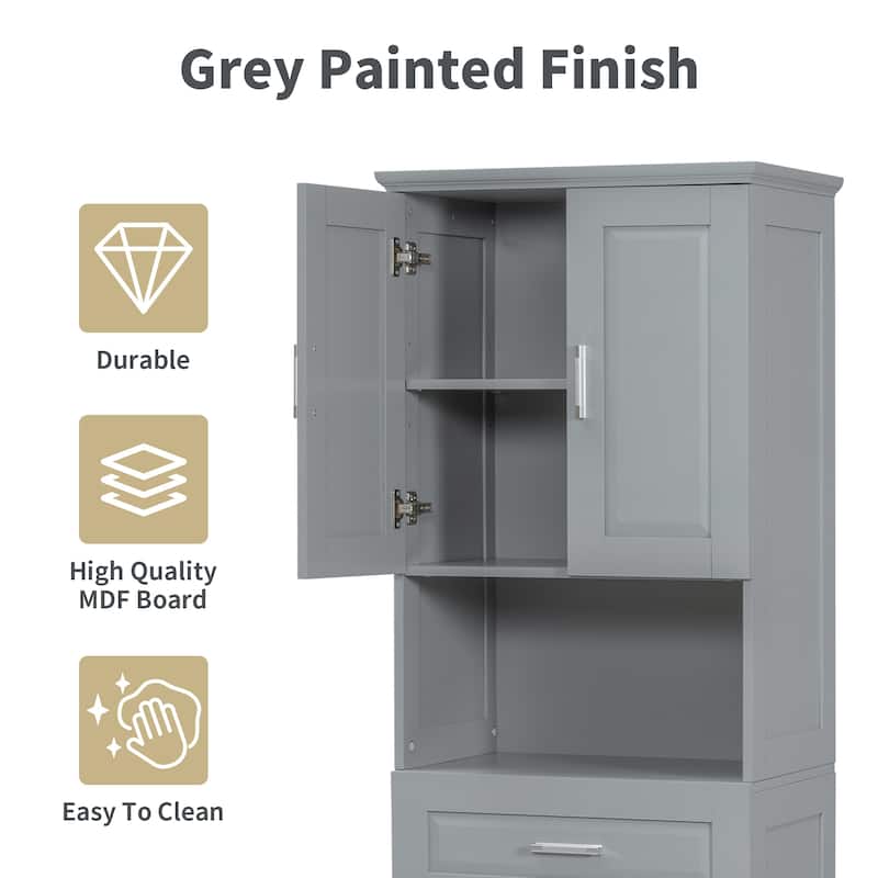 Tall Tilt Out Laundry Hamper Cabinet With Drawer Bathroom Storage Cabinet Shelf With Multiple Storage Space