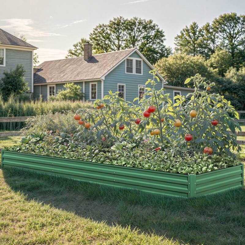Moasis Outdoor Metal Raised Garden Bed with Gloves
