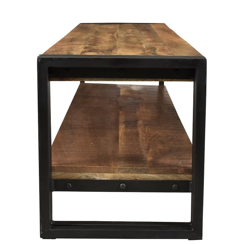 Handmade Timbergirl Reclaimed Wood and Metal Bench with Shelf (India) - 60"