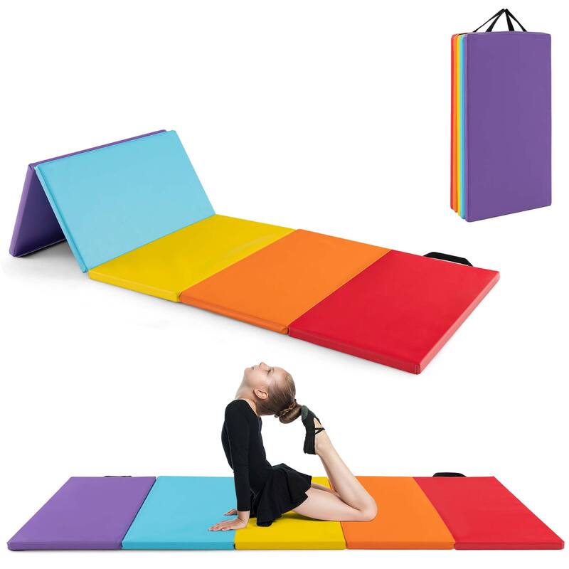 Costway 5-Panel Folding Gymnastics Thick Mat 6.6' x 2.5' Tumbling Mat - See Details - Multicolor - See Details