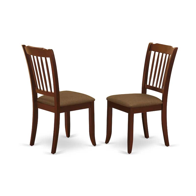 East West Furniture Dining Table Set Consist of a Dining Room Table and Linen Fabric Chairs, Mahogany (Pieces Options)