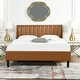 preview thumbnail 161 of 193, Aspen Upholstered Channel Tufted Platform Bed Caramel Tan Brown Faux Leather - Queen