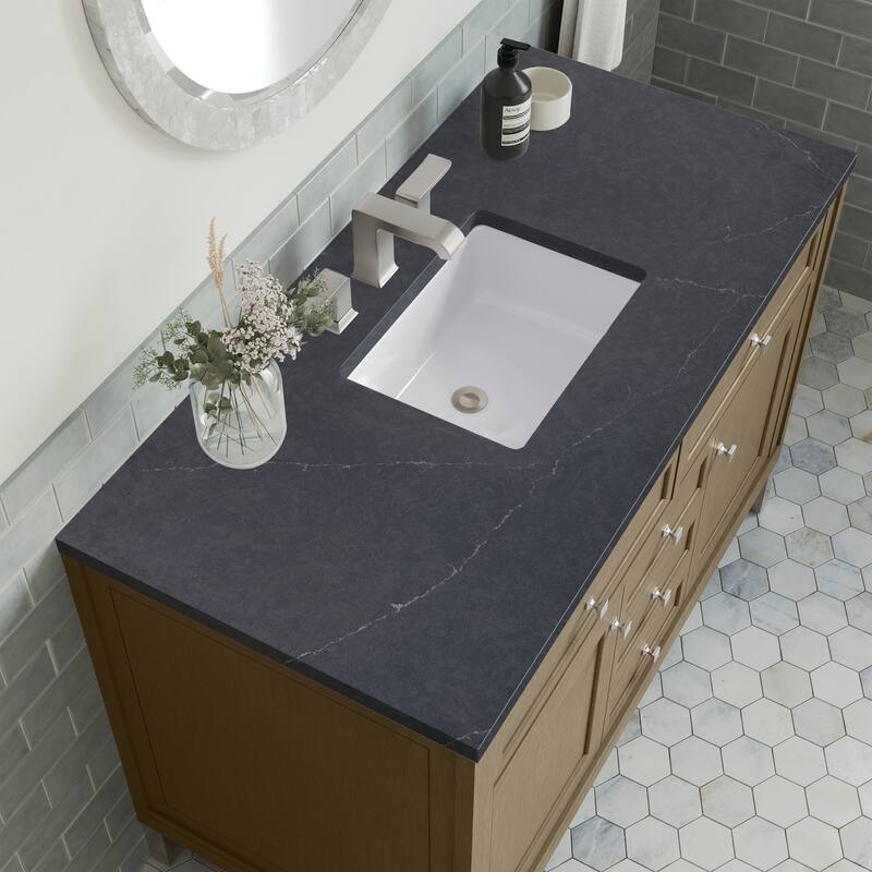 Chicago 48" Single Vanity, Walnut Whisper - Charcoal Soapstone