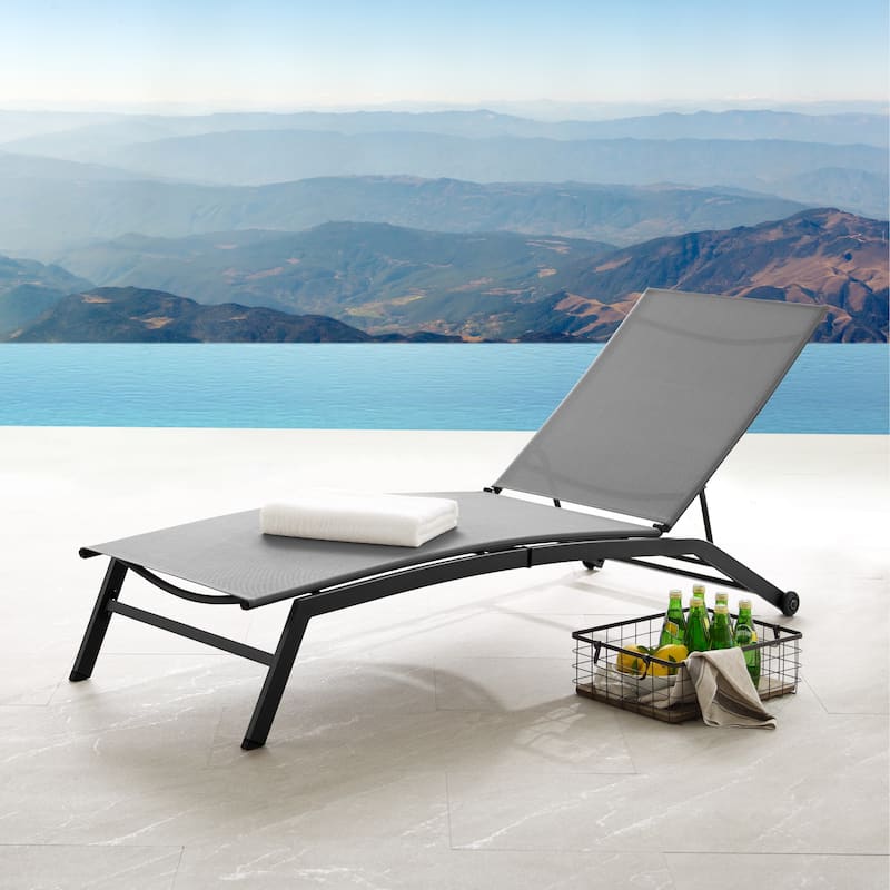Corvus Antonio Outdoor Contemporary Sling-Fabric Adjustable Chaise Lounge