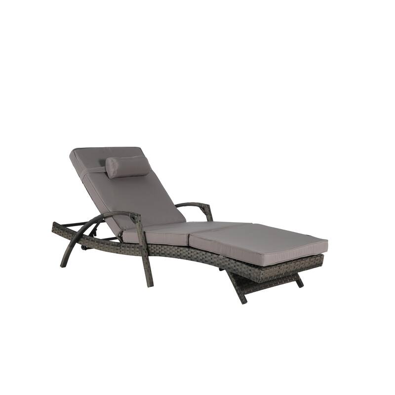 Wicker Curved Lounge Chair Set of 2, Outdoor Reclining Chairs with Cushions & 5 Adjustable Reclining Angles