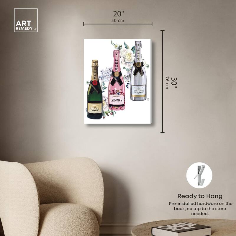 Doll Memories - Champagne Floral Canvas by Art Remedy, Gallery Wrapped
