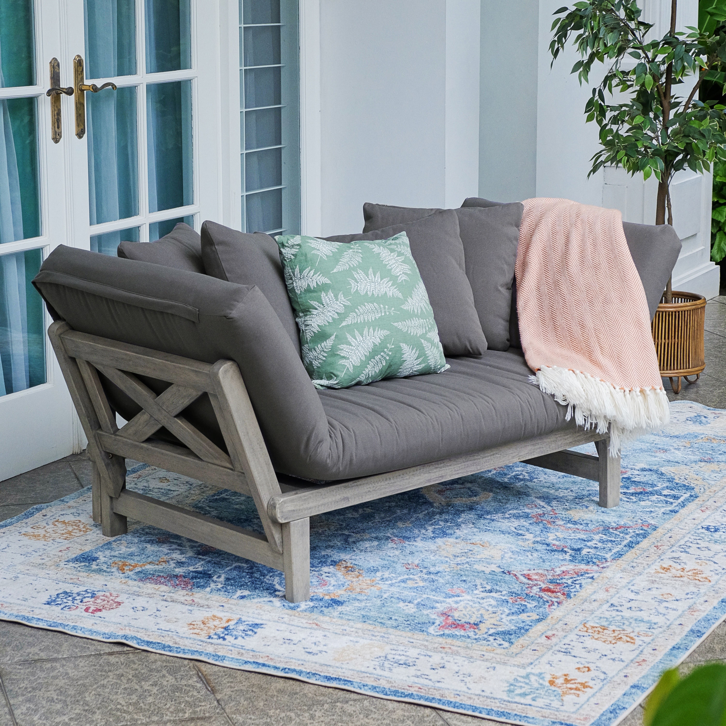 Cambridge Casual West Lake Convertible Wood Outdoor Sofa Daybed